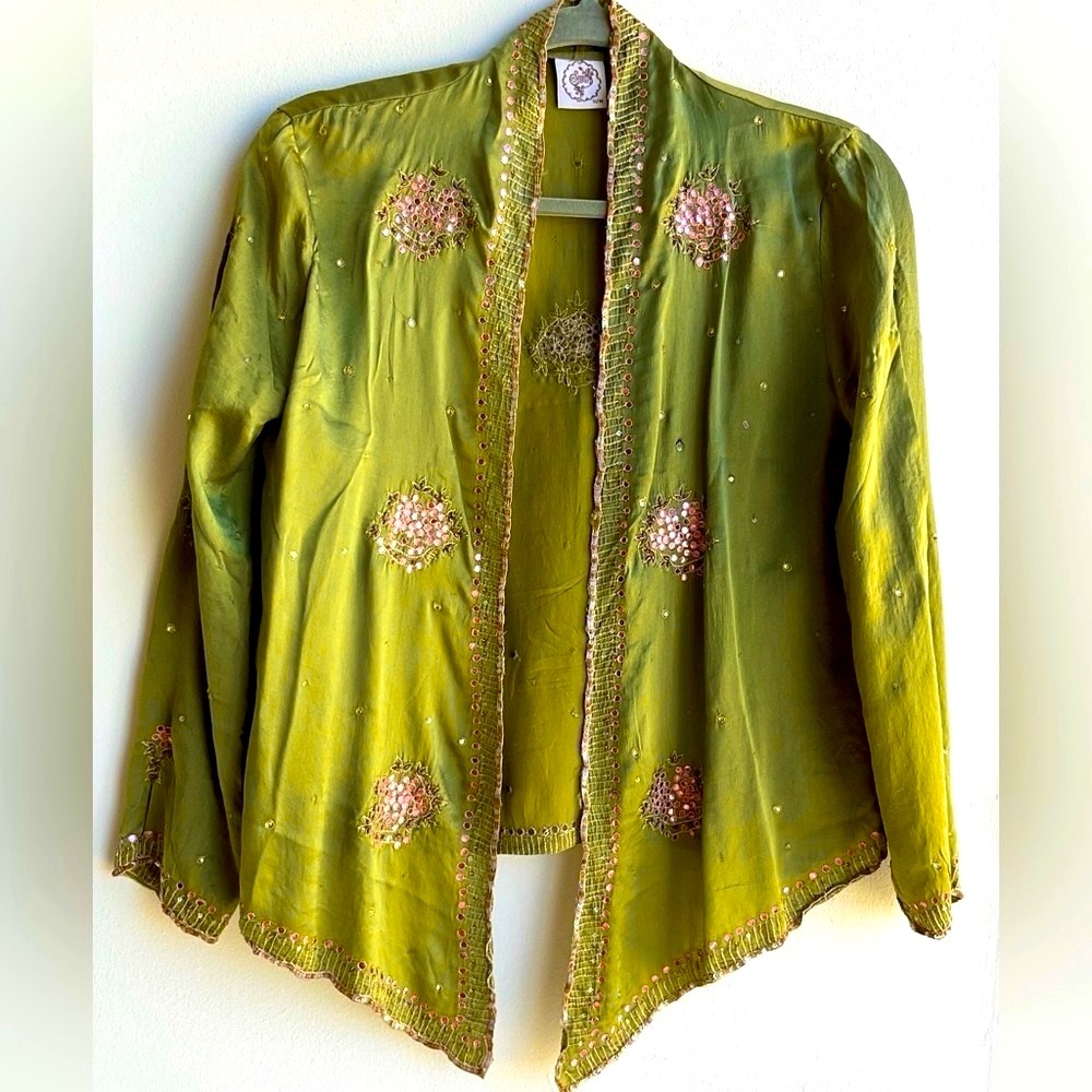 NWOT Sage vintage couture 100% premium silk sequined jacket - Picture 6 of 6